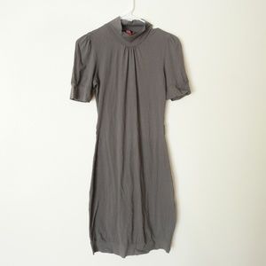Bobi Gray Short Sleeve Mock Turtleneck Dress